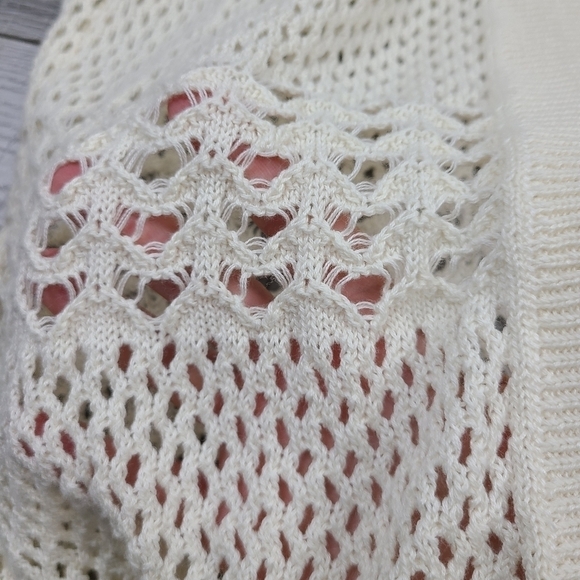 JUSTICE Girls Cream Hooded Open Knit Cardigan Sweater Size 12 - Picture 7 of 15